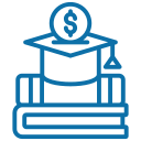 Investment education icon blue